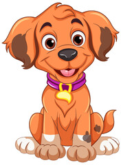 Cheerful Dog Sitting Cartoon Character