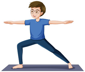 A man doing yoga on white background
