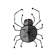 Spider icon, isolated on white. Hand drawn style.