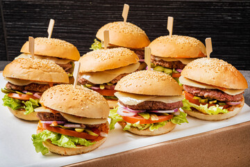 burgers on the catering table