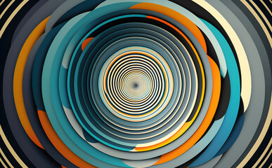 A series of concentric circles in a cool color palet, Generative AI