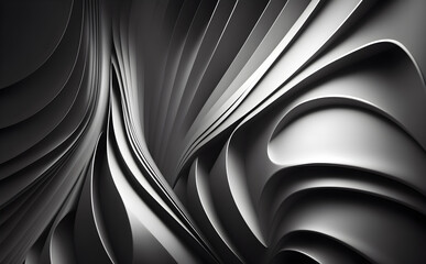 Abstract background with wavy pattern in black and white colors, Generative AI