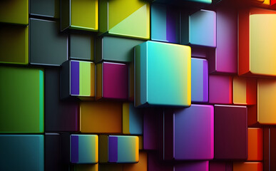 Abstract colorful background with squares. Generative AI