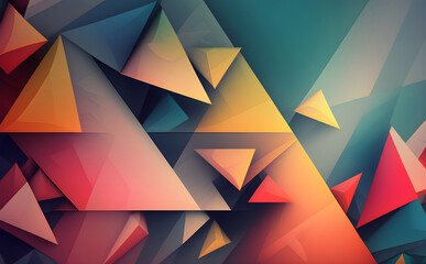 Fototapeta premium Abstract geometric background with series of triangles in a cool color palette. Generative AI