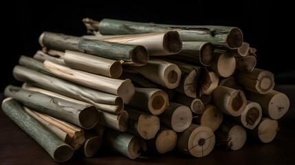 森林のぬくもり: 針葉樹の焚き木スタック No.002 | Forest Serenity: Stack of Needleleaf Firewood Generative AI