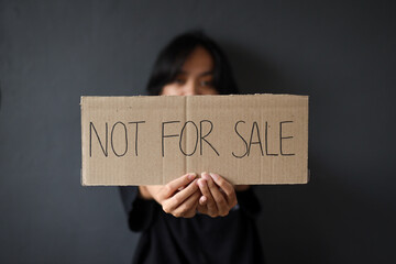 Not for sale. Human trafficking concept.