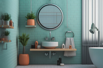 a close-up shot of bathroom sink in a bathroom with a sweet and cute color