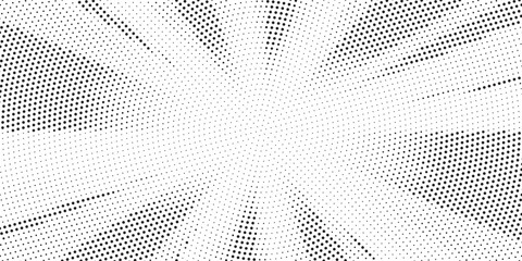 Halftone gradient sun rays pattern. abstract halftone vector dots background. monochrome dots pattern. pop art, comic small dots. star rays halftone poster. shine, explosion. sunrise rays background.	