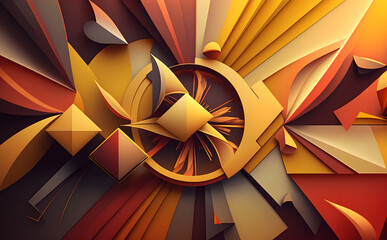 Abstract geometric composition in warm color palette, Generative AI