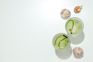 Concept of fresh summer drink - brine cocktail