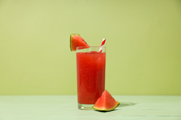 Concept of fresh and tasty summer drink - Watermelon smoothie