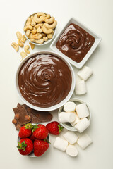 Concept of tasty sweet food - chocolate fondue