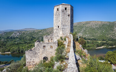 Fototapeta na wymiar Citadel in Pocitelj historic village over Neretva river, Bosnia and Herzegovina