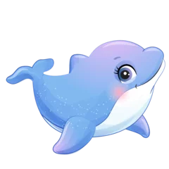 Foto op Canvas Cute dolphin sea animal watercolor illustration © MagicalPlanet