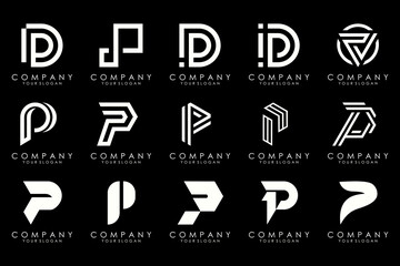Set of letters P logo design. modern creative monogram icon design inspiration.