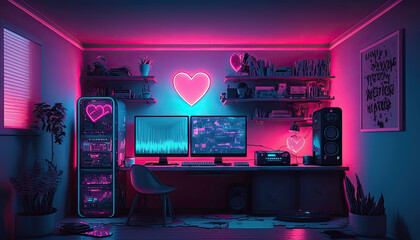 cyberpunk vibe valentine gaming room 