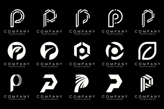 Set of letters P logo design. modern creative monogram icon design inspiration.