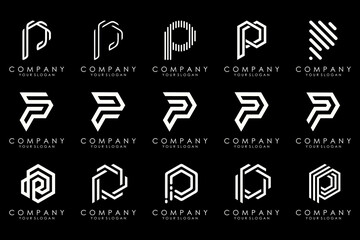 Set of letters P logo design. modern creative monogram icon design inspiration.