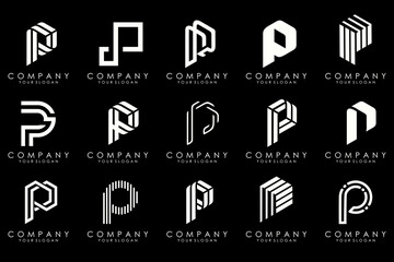 Set of letters P logo design. modern creative monogram icon design inspiration.