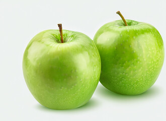 Green juicy apple isolated on white background, clipping path, full depth of field