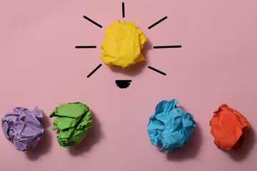 crumpled paper light bulb metaphor for good idea