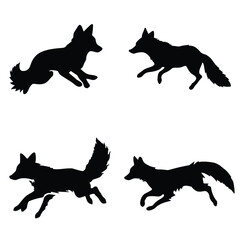 silhouettes set of fox
