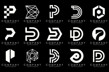 Set of letters P logo design. modern creative monogram icon design inspiration.