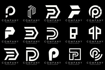Set of letters P logo design. modern creative monogram icon design inspiration.