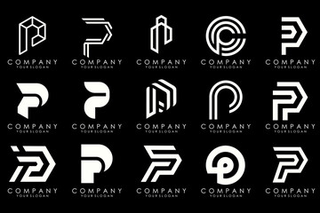 Set of letters P logo design. modern creative monogram icon design inspiration.
