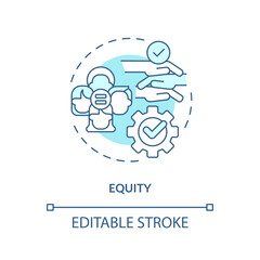 Equity turquoise concept icon. Social justice. Gender equality. Human right. Diversity and inclusion. Equal opportunity abstract idea thin line illustration. Isolated outline drawing. Editable stroke