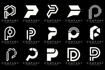 Set of letters P logo design. modern creative monogram icon design inspiration.