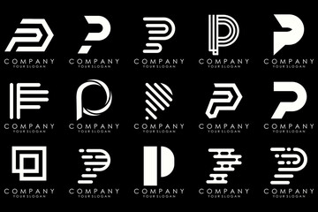 Set of letters P logo design. modern creative monogram icon design inspiration.