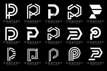Set of letters P logo design. modern creative monogram icon design inspiration.