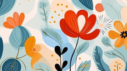 Modern trendy naive abstract floral print. Cute simple pattern. Fashionable template for design.