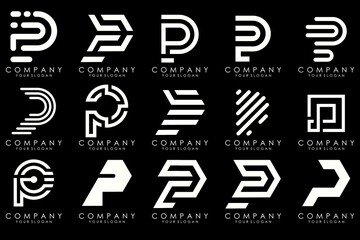 Set of letters P logo design. modern creative monogram icon design inspiration.