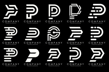 Set of letters P logo design. modern creative monogram icon design inspiration.