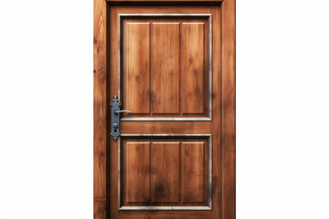 one Door  made of wood  with glass  on isolated background,generative.ai