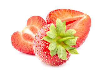 Strawberry Isolated on White Background. Ripe berries closeup.