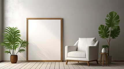 a nice looking interior with a white frame mockup