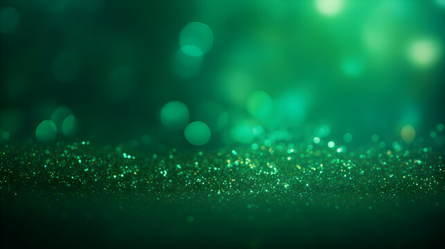 Beautiful green glitter with green bokeh background created with Generative AI
