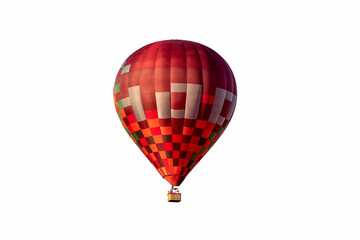 Obraz premium Red hot air balloon with basket isolated on white background