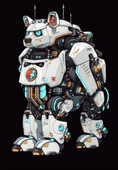 Robotic Mecha Bear with Armor, Design For Men T-shirts Summer Casual Short Sleeve Hip Hop T Shirt Streetwear.