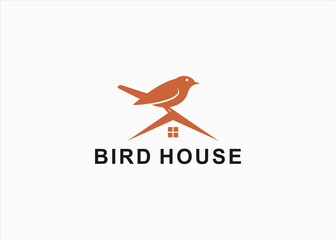 bird house logo design vector silhouette illustration