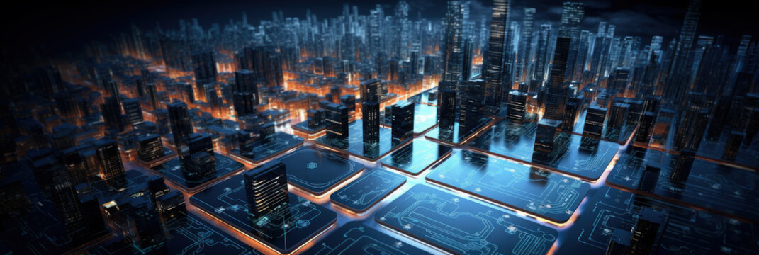 Smart city, society 5.0, digital city concept. Hand edited generative AI.