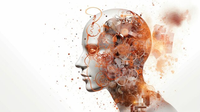 Intelligence artificielle et cerveau humain, illustration conceptuelle sur le pouvoir de l'esprit et de la pens&eacute;e, ia g&eacute;n&eacute;rative