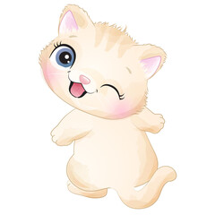 Obraz na płótnie Canvas Cute cat poses watercolor illustration