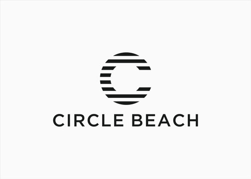 letter c beach logo design vector silhouette illustration