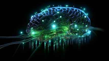 Intelligence artificielle et cerveau humain, illustration conceptuelle sur le pouvoir de l'esprit et de la pensée, ia générative