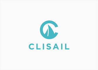 Obraz premium letter c with ship logo design vector silhouette illustration