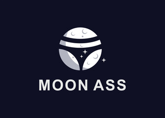 moon butt logo design vector silhouette illustration